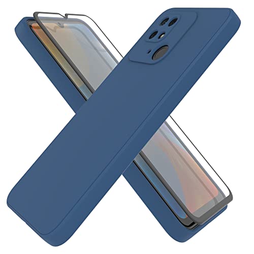 HHUIWIND Coque pour Xiaomi Redmi 10C avec Verre Trempé écran Protecteur,Anti-Scratch Étui Silicone TPU Case Cover pour Xiaomi Redmi 10C - Bleu Cover