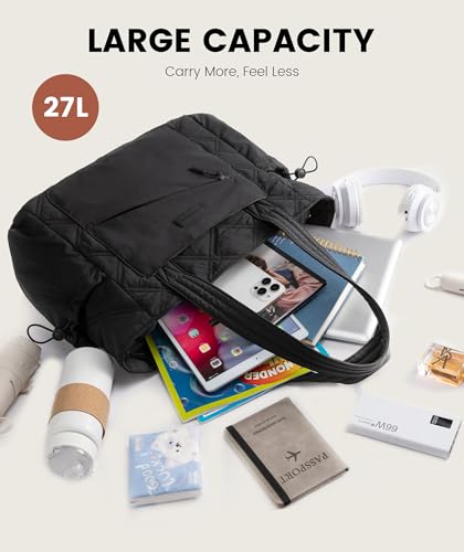 Image of LOVEVOOK Tote Bag for Women, puffer tote bag for Work Travel Nurse, Lightweight quilted Bags with Compartments