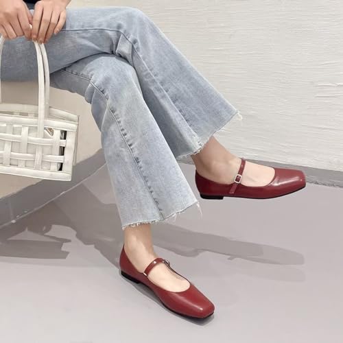 Image of LUXINYU Women's Slip on Flats,Classy Round Toe Solid Classic Mary Jane Ballet Dance Shoes Soft Comfortable PU Flat Shoes