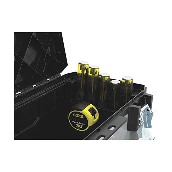Stanley FatMax Werkzeugbox / Werkzeugkoffer (26", 66x29x30cm, herausnehmbare Trage, stabiler Koffer mit Aussparung, Werkzeugkasten mit Bi-Material Griff und FatMax-Logo) 1-95-617 – Bild 4