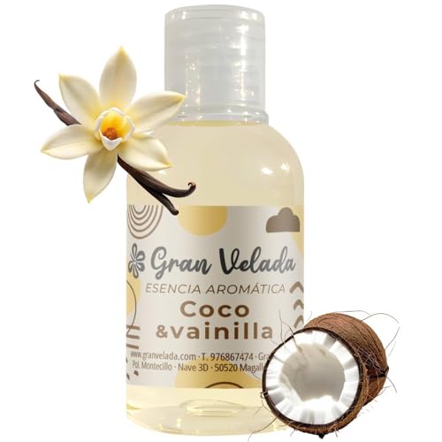 Gran Velada - Esencia Aromática Coco Vainilla 50 ml | Fragancia Afrodisíaca | Ideal para Cosmética Natural, Velas y Jabones | Alta Concentración | Aroma Duradero y Envolvente