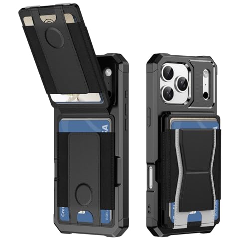 Étui iPhone 14 Pro rigide antichoc avec fentes pour cartes noir