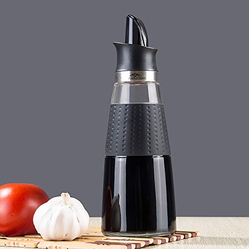 PURPLECROWN 500ml Olive Oil Dispenser Bottle,Seasoning bottle, Condiment Container Oil Glass Bottle For Kitchen Black