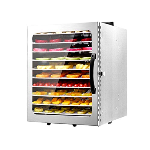 10 Etagen Voller Edelstahl Dörrautomat Obst- Fleisch- Früchte-Trockner Dörrapparat 24 Stunden Timer LED Bedienfeld für…