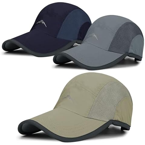 Cooltto Quick Drying Baseball Cap Sun Hats 3 Pack, Mesh Lightweight UV Protection Adjustable with UPF 50+ Ultra Thin Cooling for Men & Women Running, Hiking Outdoor Sports(Khaki +Dark Grey +Dark Blue) Cover