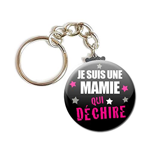 Porte Clés Chaînette 3,8 centimètres je Suis une Mamie qui Déchire Idée Cadeau Accessoire Mamy Mémé Grand Mère Parent