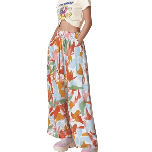 Pantalon de yoga et plage style bohème à fleurs et poches d'été
