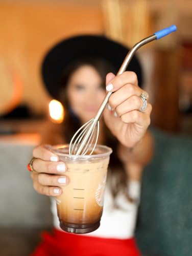 Whiskee Straw Reusable 24oz Stainless Steel Straw with Silicone Tip and Whisk (Large)