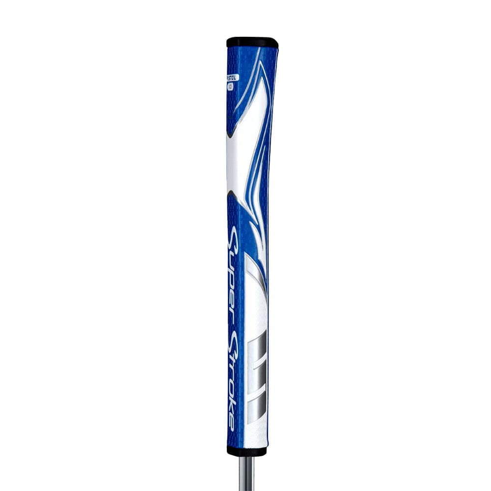 SuperStroke Zenergy Pistol 2.0 Golf Putter Grip with No Taper Enhanced SPYNE Technology, New Multi-Zone Texturing and Tech-Port, Blue/White