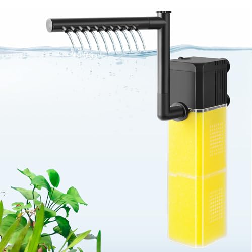 FEDOUR 10W 15W 20W Aquarium Submersible Filter, Quiet Fish Tank Internal Filter with Spray Bar, Powerful Aquarium Filter for 5-80 Gallon Tank(15W for 15-50Gallon)