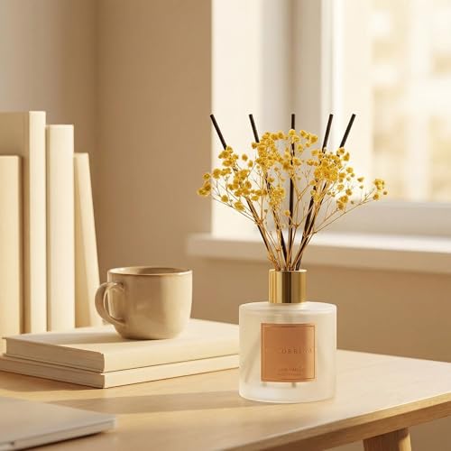 Image of Cocorrina Reed Diffuser - Warm Vanilla Scented Diffuser with 8 Sticks Home Fragrance Reed Diffuser for Bathroom Shelf Decor