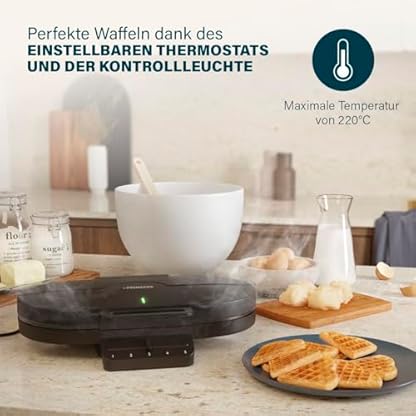 Princess Herzförmiges Waffeleisen, 10 Waffeln pro Backvorgang, 1200W,Thermostat, Antihaftbeschichtung, Cool-Touch-Griffe, Überhitzungsschutz, Leicht zu Reinigen, Vertikale Lagerung, 132384 – Bild 6