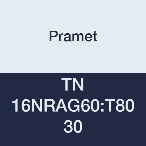 TN 16NRAG60:T8030 Carbide Multi-Material (P30,M25,K30) Indexable Internal Threading Insert, Metric 60 Degree Partial Profile, Pitch 0.50-3.00 mm, 3" Cutting Edges, PVD, Gold (Pack of 5)