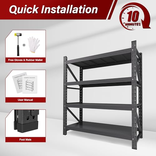 Image of 2000LBS Heavy Duty Garage Shelving Units,40 inch Wide & Deep Storage Shelves,Metal Garage Shelves,Large Storage Rack,Steel Shelf,Industrial Shelving for Shop,Warehouse,Basement,40 inch W x 20 inch D x 60 inch H