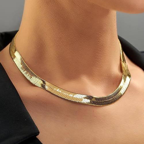 LIFETIME JEWELRY 9mm Flexible Herringbone Chain Necklace 24k Real Gold Plated2
