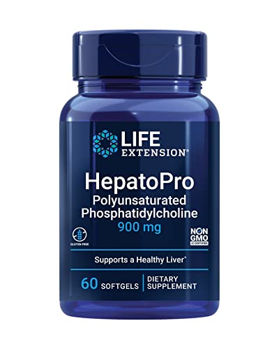 Life Extension HepatoPro polyunsaturated phosphatidylcholine 900 mg Supports a Healthy Liver and detoxification Protects Against oxidative Stress Gluten-Free Non-GMO 60 softgels