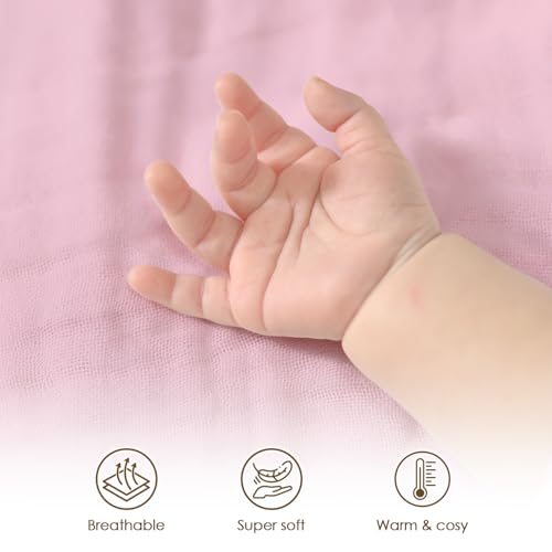 Image of Baby Blankets for Girls, Soft Nursery Minky Blankets with Muslin and Dotted Fleece Back 30x40 inches, Receiving Bed Quilt for Newborn, Infants, Toddlers (Pink)