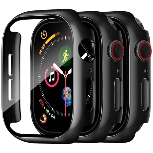 Image of Charlam 3 Pack Charlam Case Compatible with Apple Watch 38mm Series 123 Built-in Screen Protector, All-Around Ultra-Thin Bumper Full Cover Hard PC Protective Case for iWatch 38MM, Black, 3 Pack.