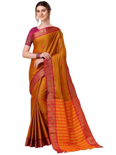 Sari de seda pura Ilkal tejido Zari color naranja elegancia tradicional
