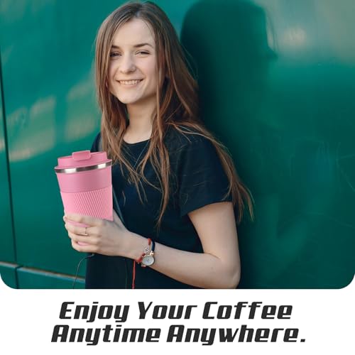 Image of Stainless Steel Travel Coffee Mug with Lid, Vacuum Insulated Leak Proof Cup | Double wall vacuum insulation keeps drinks hot or cold for hours. Leak proof lid and non-slip grip for travel, office and car