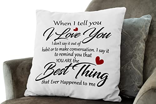 Huester When I Tell You I Love You Funny Couple Throw Pillow Cover,18"X18" Decorative Pillowcase Cushion Cover For Sofa Couch Bed,Home Bedroom Living Room Decor,Wedding For The Loved Ones #TOP2