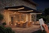 - Tenda da sole semi-cassonata motorizzata - Tessuto grigio premium, densità 320 g/m² - Striscia LED integrata - Sensore vento automatico incluso - Protezione solare UV50+