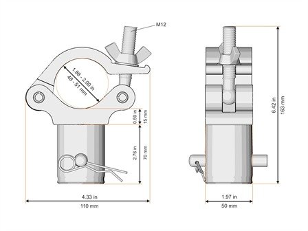 Halfcoupler pipe gLOBAL tRUSS 70 mm