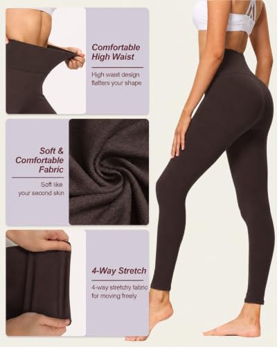 Image of TNNZEET High Waisted Leggings for Women - No See Through Tummy Control Cycling Workout Yoga Pants with Pockets Reg & Plus