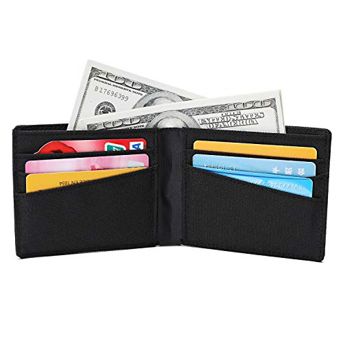 Lanyani Mens Minimalist Slim Fabric Wallet Bifold Rfid Blocking Thin Small Front Pocket Wallet Boys (Black) #TOP2