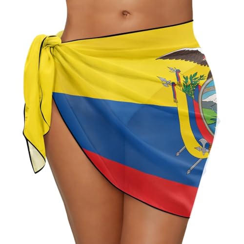 RYQAO Ecuador Flag Swim Cover Up for Women Sarong Coverups