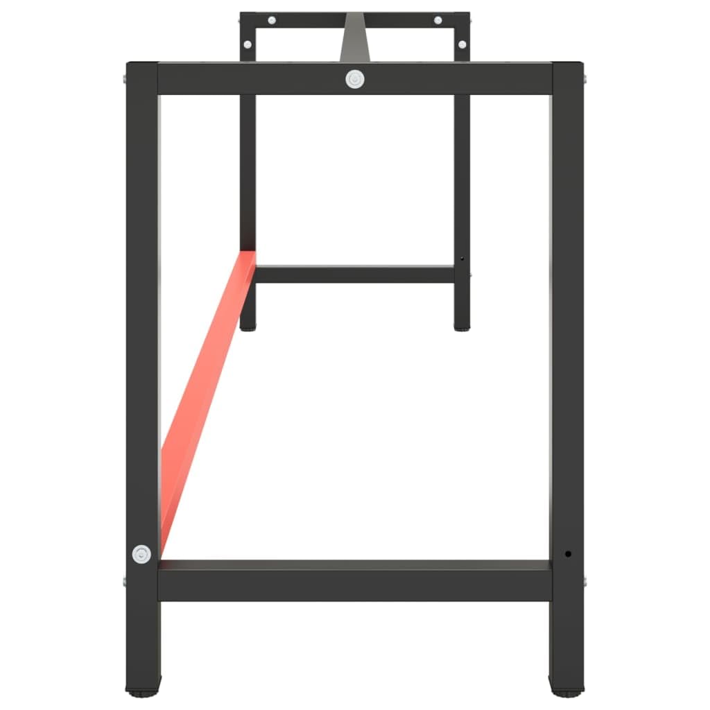 Marco de banco de trabajo (220 x 57 x 79 cm, metal), color negro y rojo mate