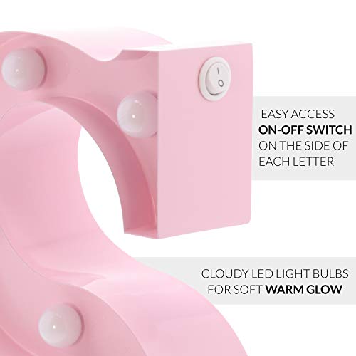 Barnyard Designs Metal Marquee Letter L Light Up Wall Initial Nursery Letter, Home And Event Decoration 9” (Baby Pink) #TOP2