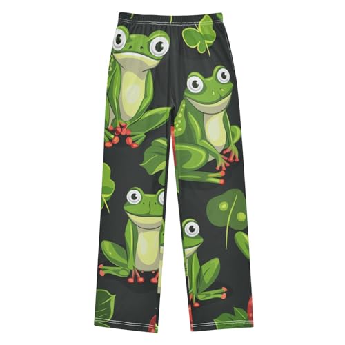 ZZXXB Frog Strawberry Print Boys Long Pants Soft Trousers Elastic Waist Kids Lounge Bottoms with Pockets S-XL