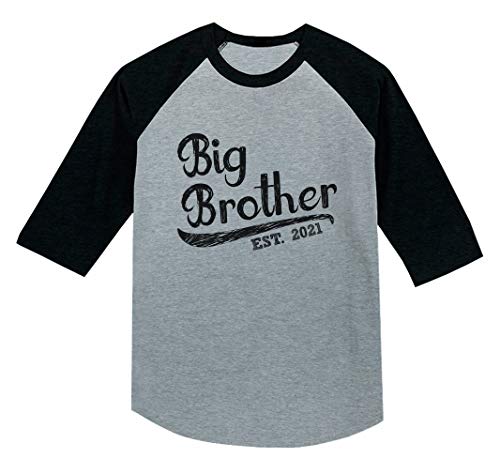 Big Brother 2021 Gift for Siblings Boys 3/4 Sleeve Baseball Jersey Toddler Shirt 2T Dark Gray