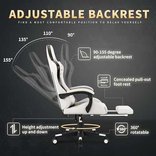 Image of Gamtimer Gaming Chair, 400 LB Weight Capacity,with Pocket Spring Cushion