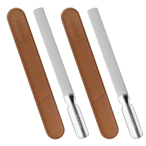 Image of ZIZZON Professional Stainless Steel Nail Files Double Sided for Women and Men, Heavy Duty Reusable Manicure Filer for Natural Nails, Great for Home Salon or Travel Use 2 Pieces