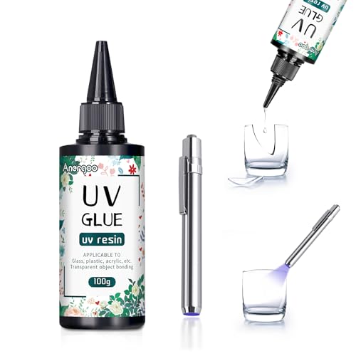 Anergoo UV Resin Kit with Light - 100g UV Glue & Resin Glue for Jewelry Repair, Plastic Welding,Windshield Repair - Fast Curing in Seconds, Portable Design for Crafts, Glass, DIY Decor