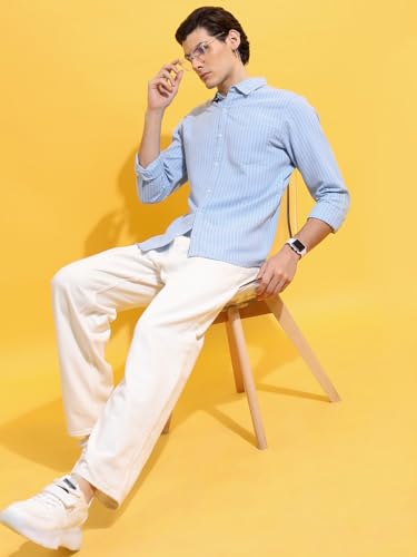 Image of Highlander Men's Slim Fit Striped Shirt | Full Sleeves | Everyday Wear Stylish Shirts for Men