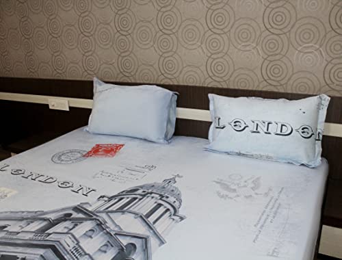 Image of Double Size Bedsheet with 2 Pillow /Takiya Covers Flat Sheet with 2 Pillow Cover - Digital Print 2