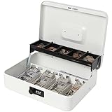 Jssmst Locking Large Metal Cash Box with Money Tray, Money Box with Combination...