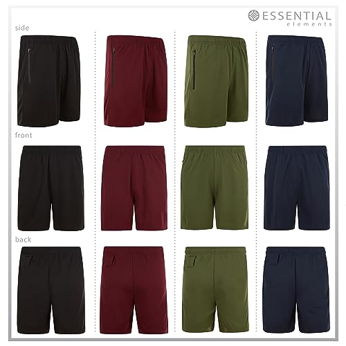 4 Pack: Men's 8" Athletic Running Quick Dry Mesh Shorts with Zipper Pockets (Available in Big & Tall)2