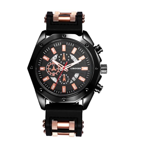 Montre de sport pour homme avec grand cadran montre à quartz analogique calendrier et silicone