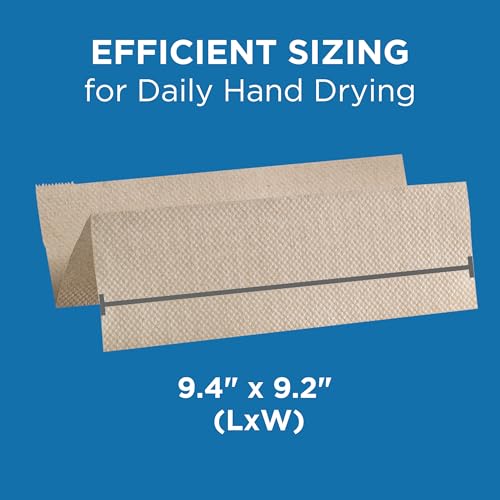 Image of Pacific Blue Basic by Georgia-Pacific PRO Recycled Multifold 1-Ply Paper Towels, Brown, 9.4 inch x 9.2 inch (LxW), 250 Towels Per Pack, 16 Packs Per Case, 23304