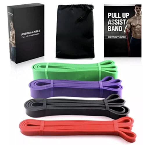 Resistance Bands Set - 5-Piece Exercise Bands - Portable Home Gym Accessories - Stackable Up to 150 lbs. - Perfect Muscle Builder for Weights, Dumbbells, Arms, Leg, Chest, Back, Belly, Glutes (Red, Black, Purple, Green)