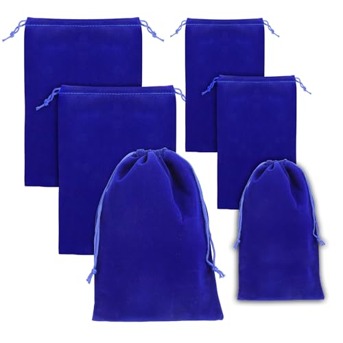 Adult Toy Storage Bags, 6 Pcs Blue Velvet Drawstring Pouch Adjustable Toy Organizer Bags Foldable Ditty Bag for Women Men Toy Cosmetic Underwear Sunglasses Travel Camping (7×9.8 Inch, 4×7.9 Inch)