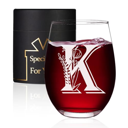 Jmugmt Letter K Personalized Initial Wine Glass, Personalized Birthday Letter K Wine...