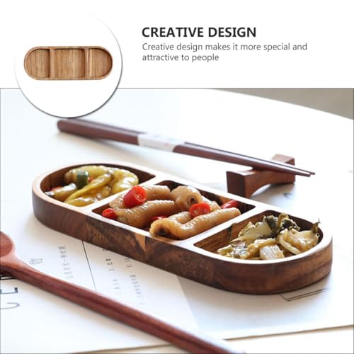 Plato Ovalado Retro de Madera para Sushi y Salsa miniatura 4