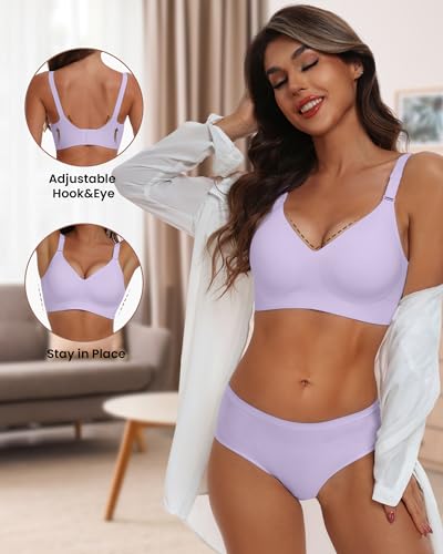 Image of HORISUN Comfortable Seamless Full Coverage Bra for Women Wireless Bras with Soft Support Regular and Plus Size