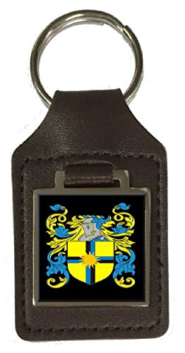 Porte-clé en cuir Nest Family marron : ne perdez plus vos clés grâce au blason gravé