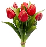 mucplants künstliche Tulpen Tulpenbündel mit 4 Tulpen und 3 Tulpenknospen real Touch (Beauty)